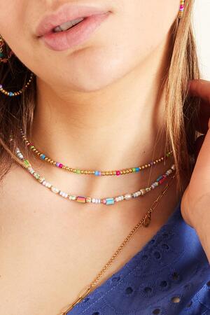 Bunte Perlenkette - #summergirls-Kollektion Orange & Gold Edelstahl h5 Bild3